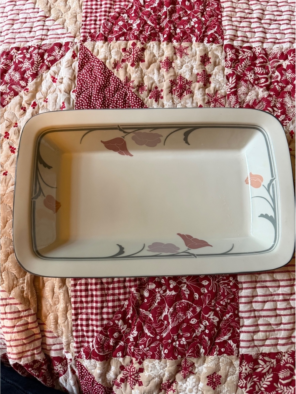 Dansk Floral Pattern Rectangular Ceramic Serving Dish